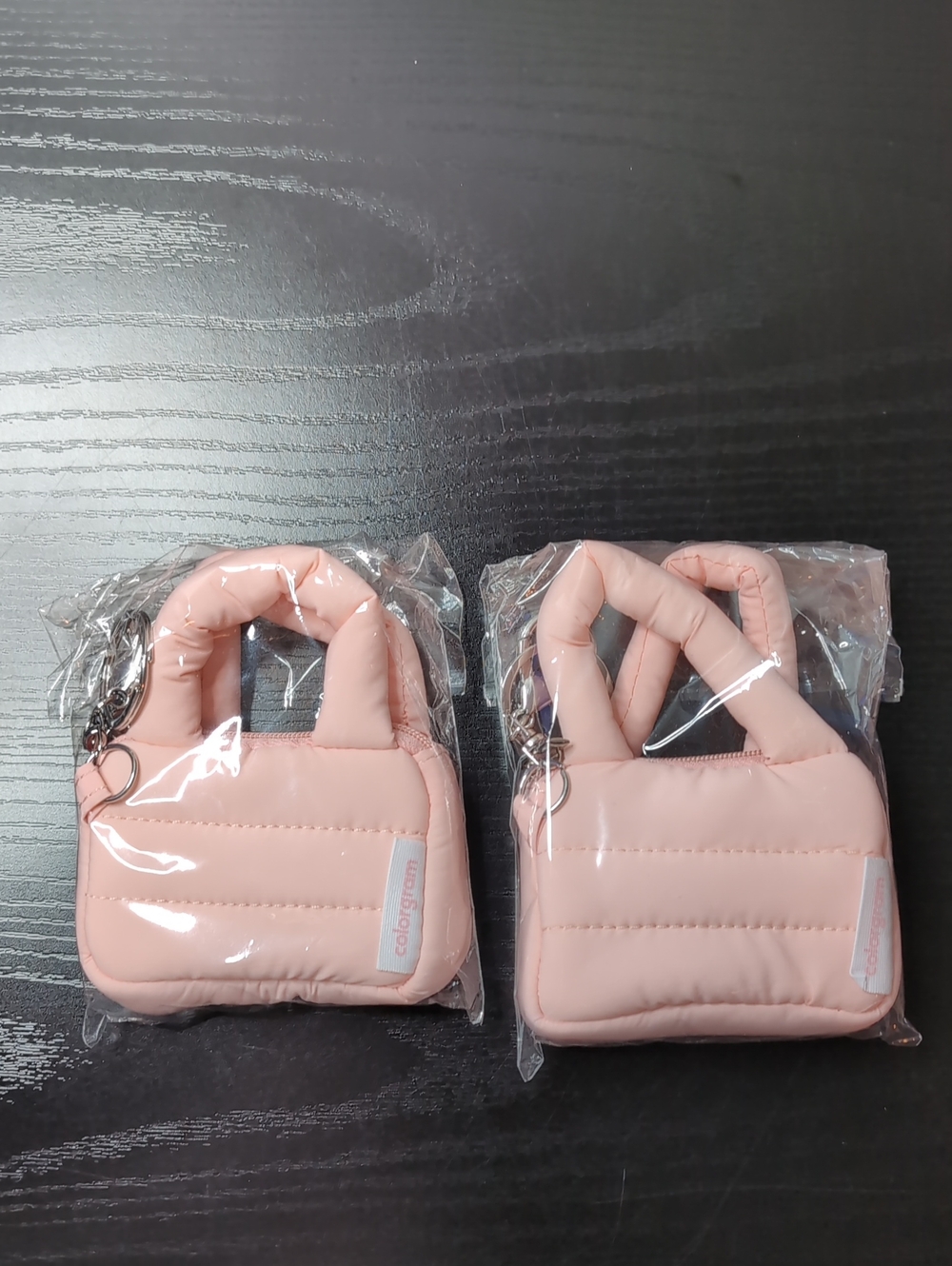Colorgram Korean Makeup Mini Puffy Handbag Keychain in Light Pink Set Of 2